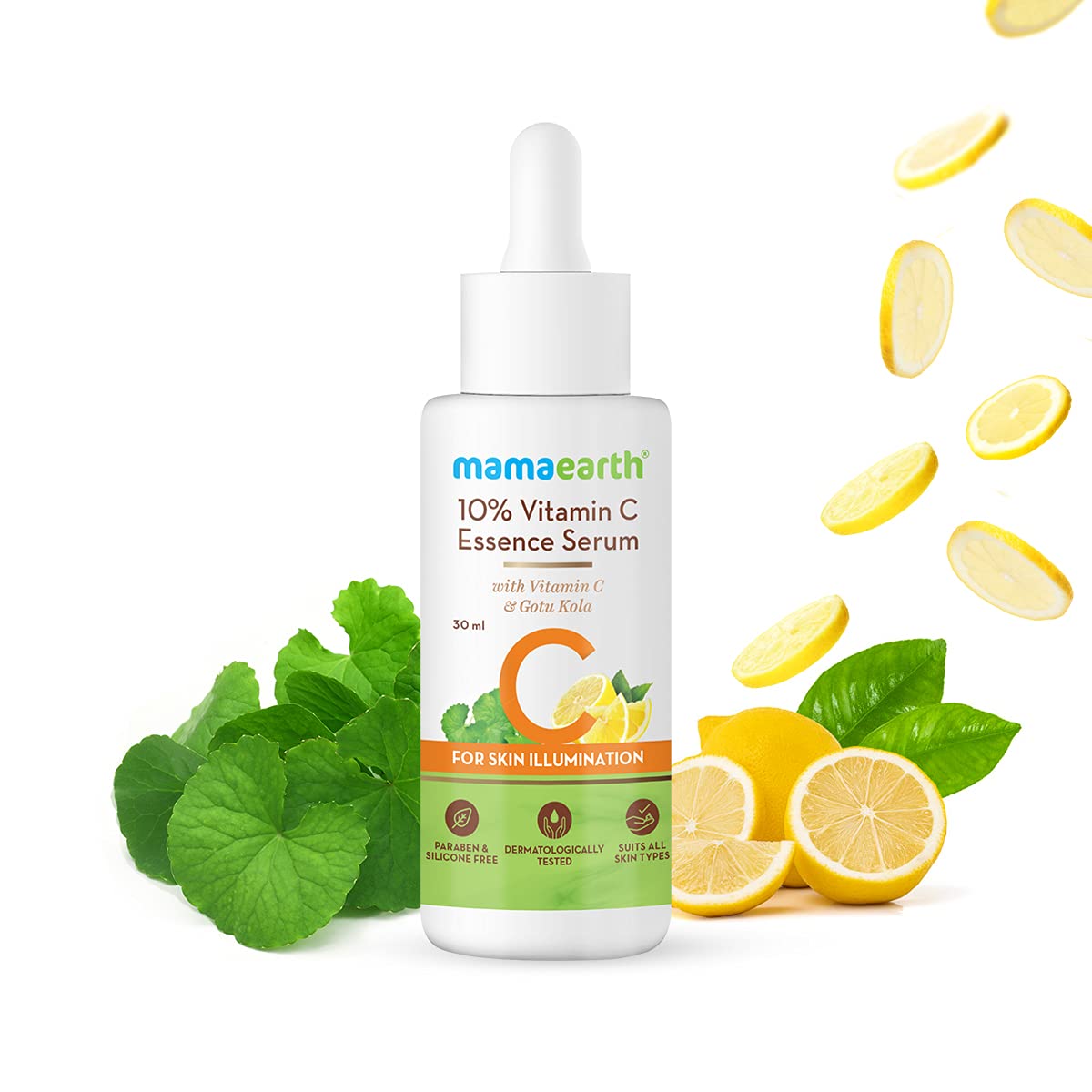 Mamaearth 10% Vitamin C Essence Serum with Vitamin C and Gotu Kola for Skin Illumination – 30 ml | Fights Free Radical Damage | Gives Even Skin Tone